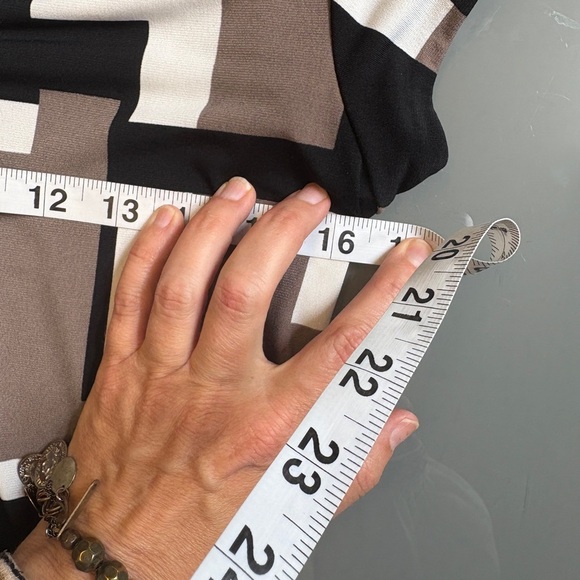 Alfani Brown Black Graphic Button Down cap sleeve vintage inspired Shirt size XS - Picture 6 of 8